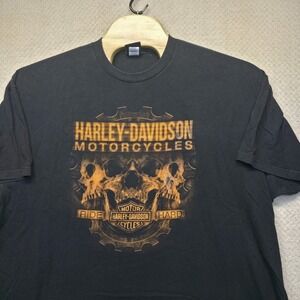 Harley Davidson T-Shirt Mens 3XL Schaeffer's PA Skulls Biker Double Sided Black